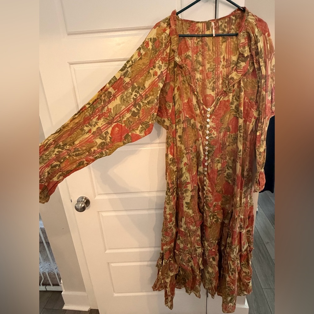 Free People Garden Wonders Long Sleeve Cotton Maxi Dress XL - Picture 5 of 5